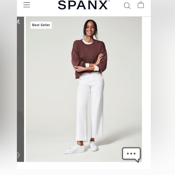 Spanx Stretch Twill Cropped Wide Leg Pants| Size XS | Cream Color - Picture 5 of 5